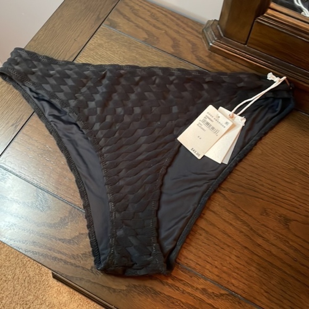 NWT Good American Swim Jacquard Better Bikini Bottom in Black Size 5 (2XL)